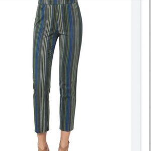 Akris Punto Franca Multi Stripe Pant Womens 12 Stretch Twill Slim Ankle Crop